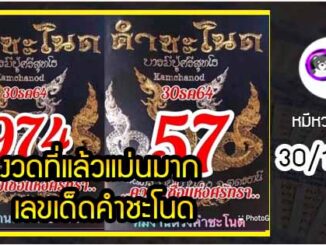 งวดที่แล้วแม่นมาก เลขเด็ดคำชะโนด  30/12/64  งวดนี้มาส่องต่อ