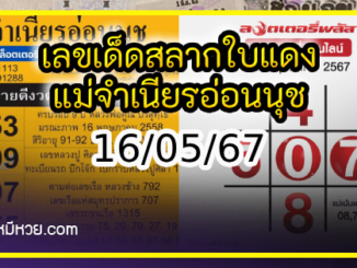 เลขเด็ดสลากใบแดง-แม่จำเนียรอ่อนนุช 16/05/67 [สิบเลขเด็ดขายดี]