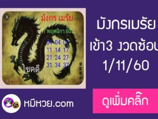 หวยซอง มังกรเมรัย1/11/60 เข้าตรงล่าง