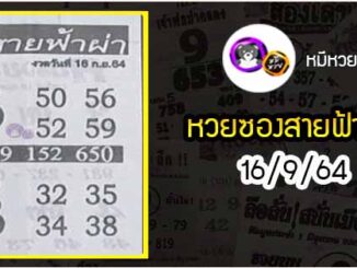 หวยซอง สายฟ้าผ่า 16/9/64