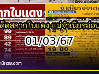 เลขเด็ดสลากใบแดง-แม่จำเนียรอ่อนนุช 01/03/67 [สิบเลขเด็ดขายดี]