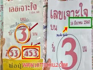 เลขเจาะใจ16/3/2560 เข้าเต็ม3ตัวบน