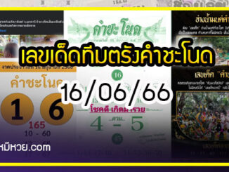 เลขเด็ดทีมตรังคำชะโนด งวด 16/06/66