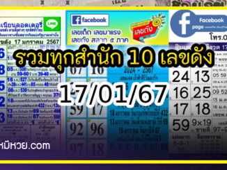 รวมทุกสำนัก 10 เลขดังคนแห่ซื้อเยอะ 17/01/67 เลขห้ามพลาดเด้อสู