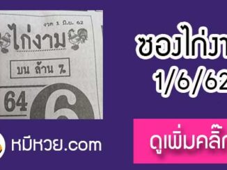 หวยซองไก่งาม 1/6/62 เลขเด็ดงวดนี้