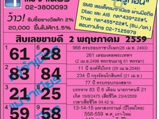 เลขเด็ดงวดนี้ หวยแม่จำเนียร 2 พฤษภาคม 59 [สิบเลขเด็ดขายดี]