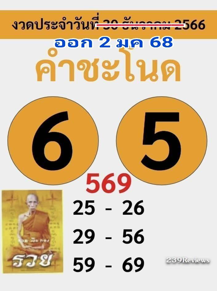 เลขเด็ดพ่อปู่แม่ย่าพญานาค-คำชะโนด งวด 02/01/68