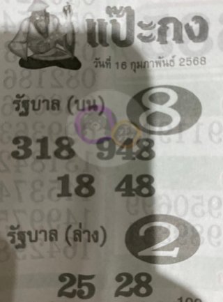 หวยซองแป๊ะกง 16/02/68 สำหรับแฟนหวยชุดแป๊ะกง