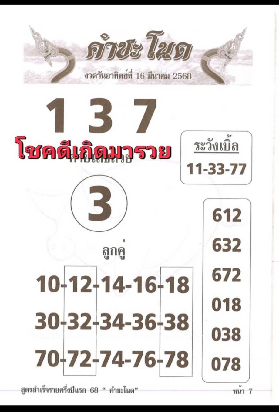 รวมเลขเด็ดหวยซองเด่นๆ แม่นๆ งวด 16/03/68