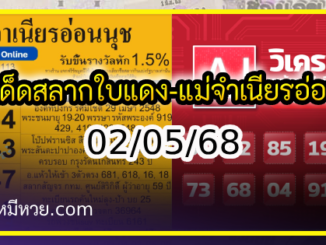 เลขเด็ดสลากใบแดง-แม่จำเนียรอ่อนนุช 02/05/68 [สิบเลขเด็ดขายดี]