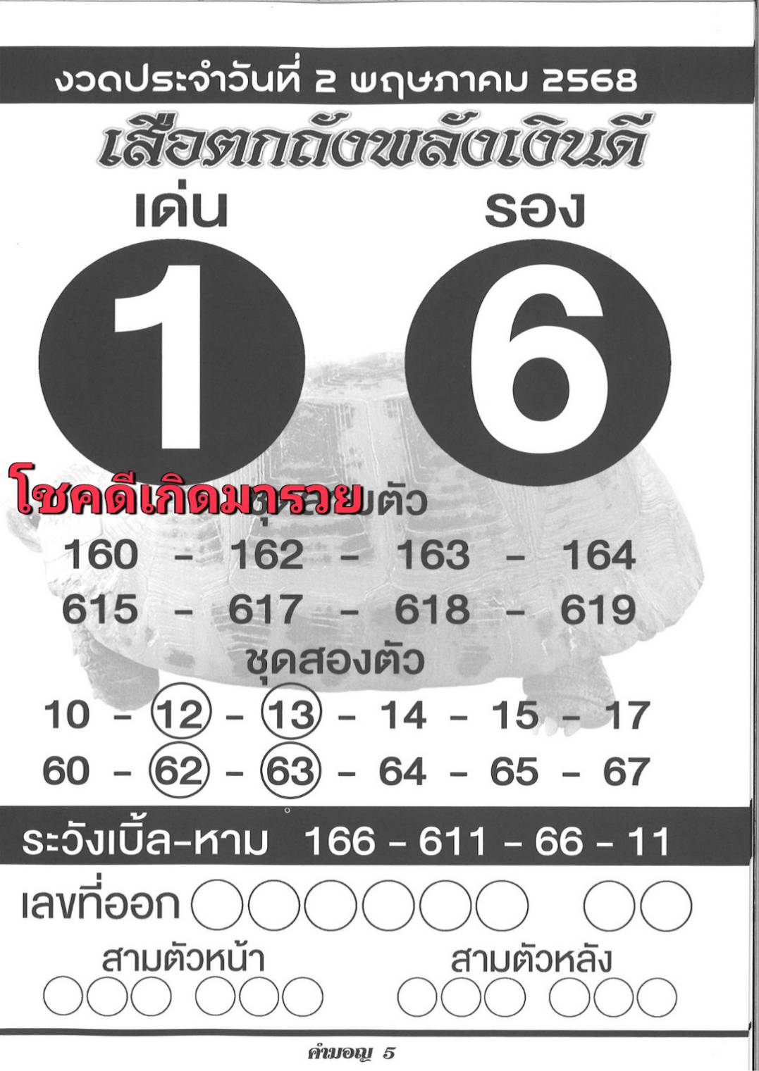 รวมเลขเด็ดหวยซองเด่นๆ แม่นๆ งวด 02/05/68