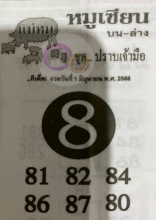 หวยซอง หมูเซียน 01/06/68 สำหรับแฟนหวยหมูเซียน