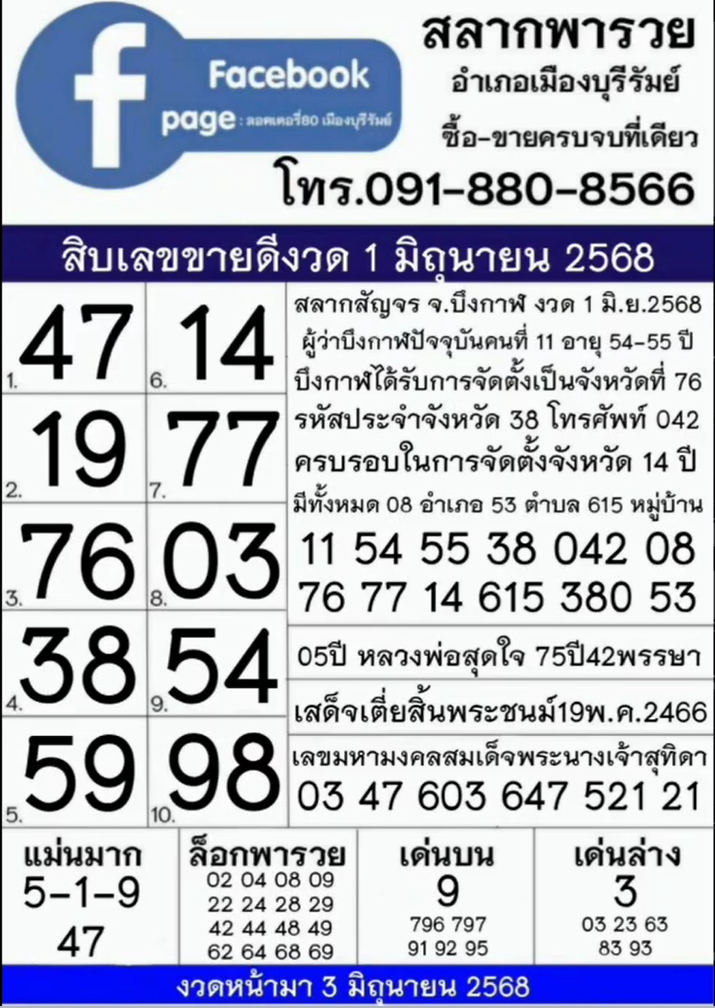 รวมทุกสำนัก 10 เลขดังคนแห่ซื้อเยอะ 01/06/68