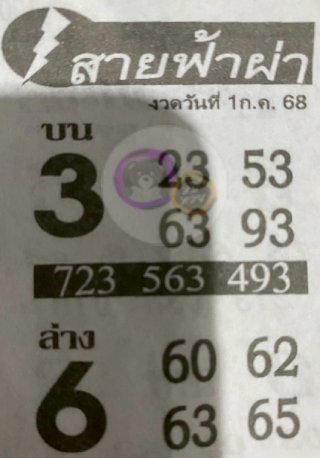 หวยซอง สายฟ้าผ่า 01/07/68