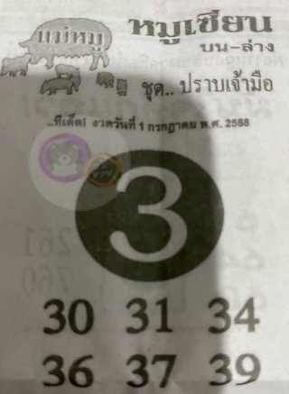 หวยซอง หมูเซียน 01/07/68 สำหรับแฟนหวยหมูเซียน