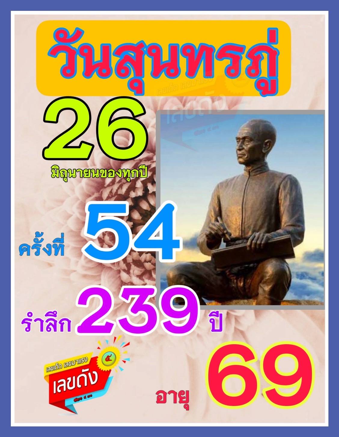 เลขเด็ดเลขดังวันสำคัญ งวดวันที่ 01 กรกฎาคม 2568