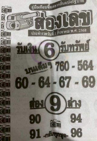 หวยซองส่องเลข 01/08/68 สำหรับแฟนชุดหวยซองส่องเลข