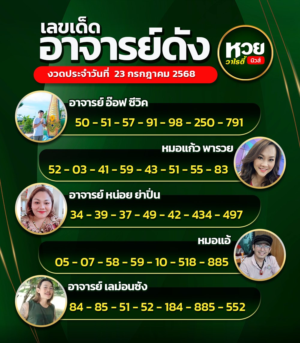 รวมเลขอาจารย์เกจิวัดดังทั่วประเทศที่ทุกคนรอคอย งวด 01/08/68