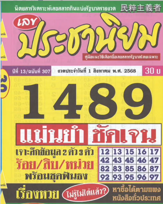 รวมเลขเด็ดหวยซองเด่นๆ แม่นๆ งวด 01/08/68