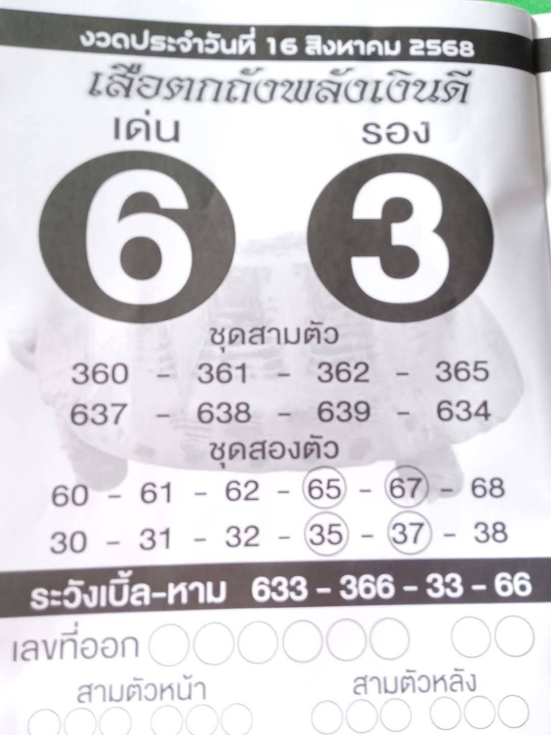 รวมเลขเด็ดหวยซองเด่นๆ แม่นๆ งวด 16/08/68