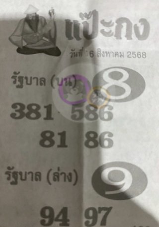 หวยซองแป๊ะกง 16/08/68 สำหรับแฟนหวยชุดแป๊ะกง