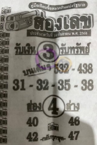 หวยซองส่องเลข 16/09/68 สำหรับแฟนชุดหวยซองส่องเลข