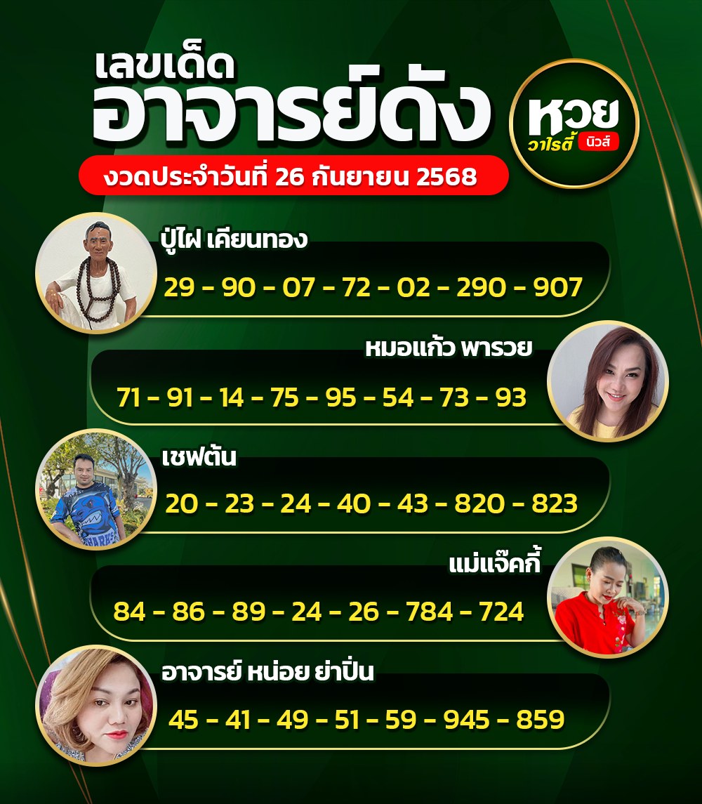 รวมเลขอาจารย์เกจิวัดดังทั่วประเทศที่ทุกคนรอคอย งวด 01/10/68