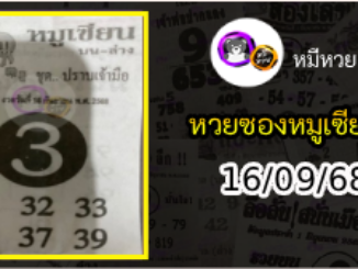 หวยซอง หมูเซียน 16/09/68