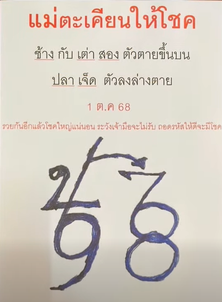 เลขเด็ดหวยเขียนมือ คอหวยตามหาทุกงวด 01/10/68