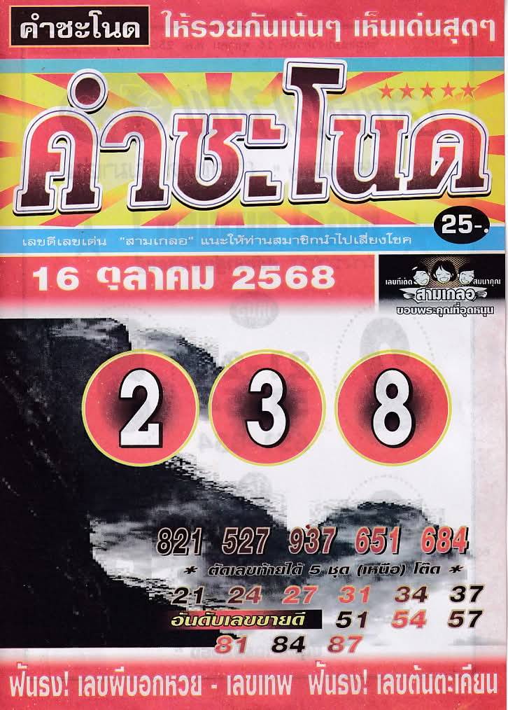 รวมเลขเด็ดหวยซองเด่นๆ แม่นๆ งวด 16/10/68
