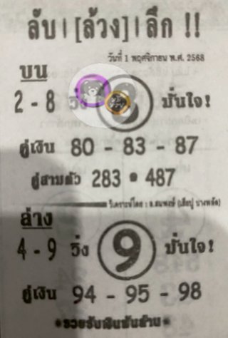 หวยซอง ลับล้วงลึก 01/11/68