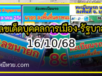 เลขเด็ดบุคคลการเมือง-รัฐบาล งวด 16/10/68