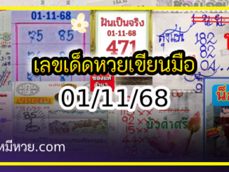 เลขเด็ดหวยเขียนมือ คอหวยตามหาทุกงวด 01/11/68