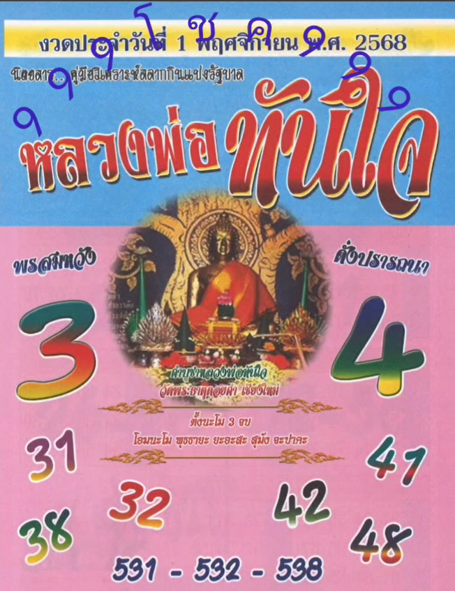รวมเลขเด็ดหวยซองเด่นๆ แม่นๆ งวด 01/11/68