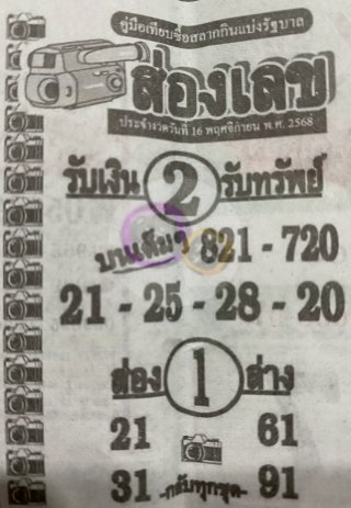 หวยซองส่องเลข 16/11/68 สำหรับแฟนชุดหวยซองส่องเลข