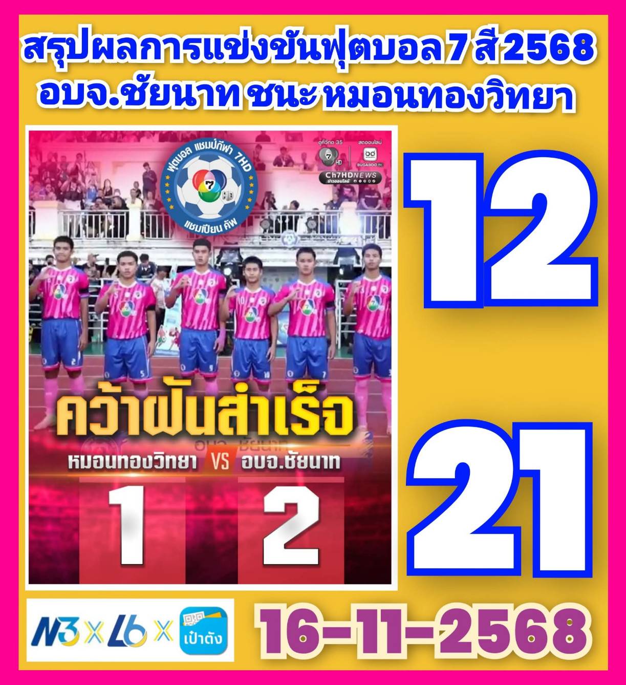 ไวรัลเลขเด็ดทีมหมอนทองวิทยา ต้องตามเท่านั้น 16/11/68