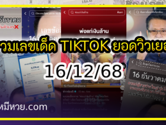 รวมเลขเด็ด TIKTOK ยอดวิวเยอะ 16/12/68 งวดนี้มาส่องต่อ