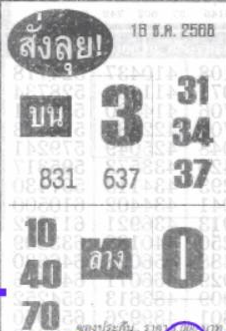 หวยซองสั่งลุย 16/12/68 สำหรับแฟนหวยซองพรุ่งนี้รวย