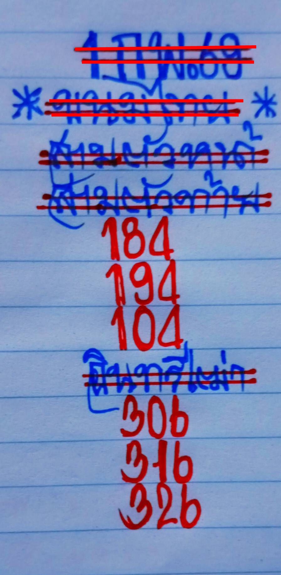 เลขเด็ดหวยเขียนมือ คอหวยตามหาทุกงวด 01/02/69