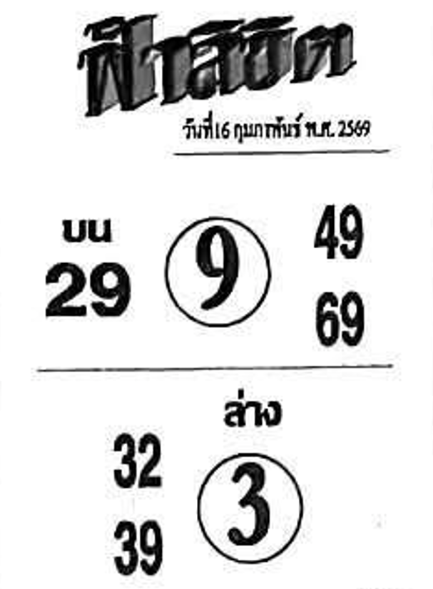 หวยซอง ฟ้าลิขิต 16/02/69, หวยซอง ฟ้าลิขิต 16/02/69, หวยซอง ฟ้าลิขิต 16 ก.พ. 69, หวยซอง ฟ้าลิขิต, เลขเด็ดงวดนี้