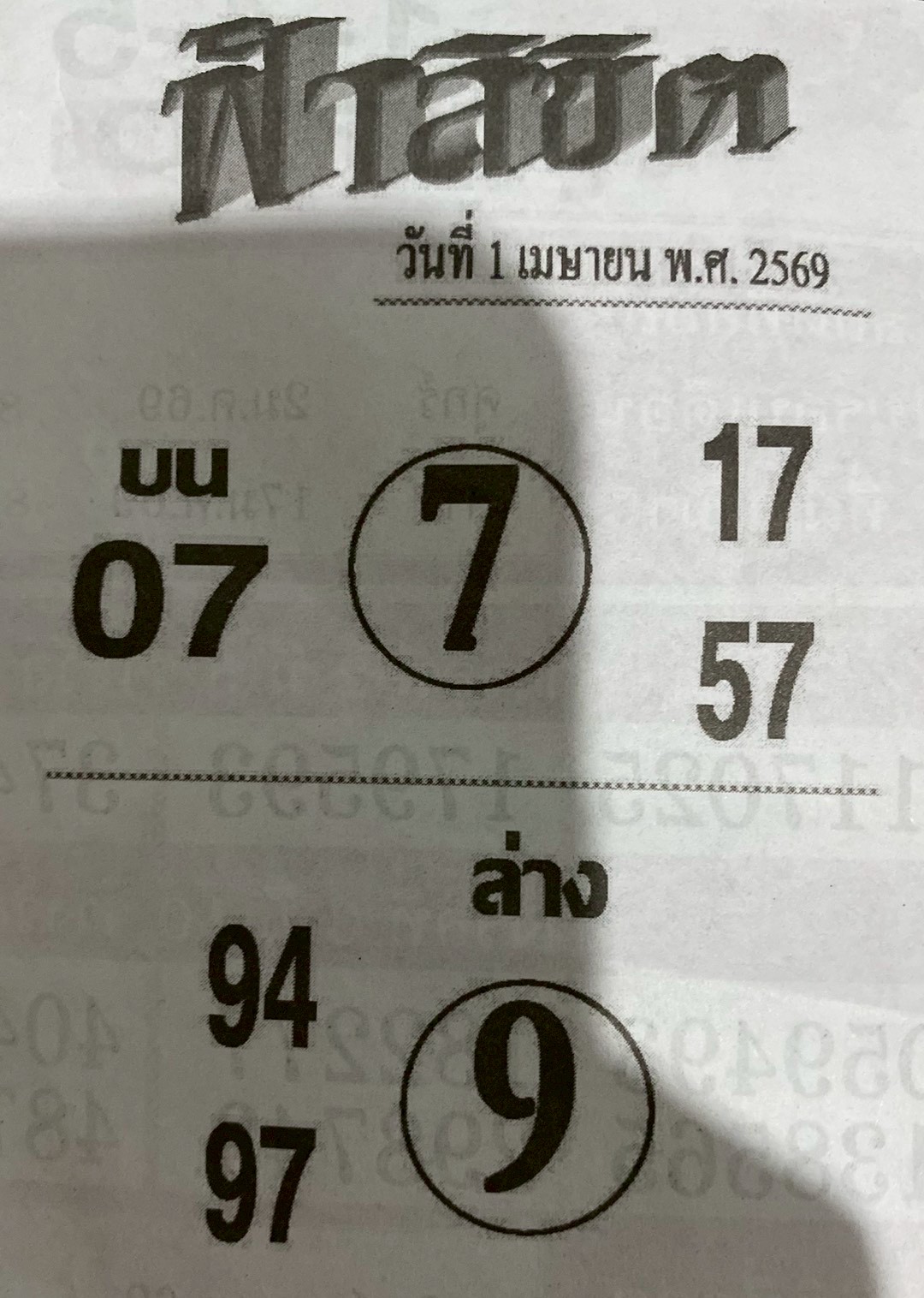 หวยซอง ฟ้าลิขิต 01/04/69, หวยซอง ฟ้าลิขิต 01/04/69, หวยซอง ฟ้าลิขิต 01 เม.ย. 69, หวยซอง ฟ้าลิขิต, เลขเด็ดงวดนี้