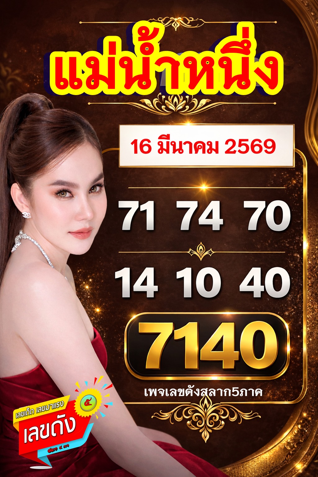 เลขเด็ดแม่น้ำหนึ่ง บารมีปู่-ย่าคำชะโนด งวด 16/03/69