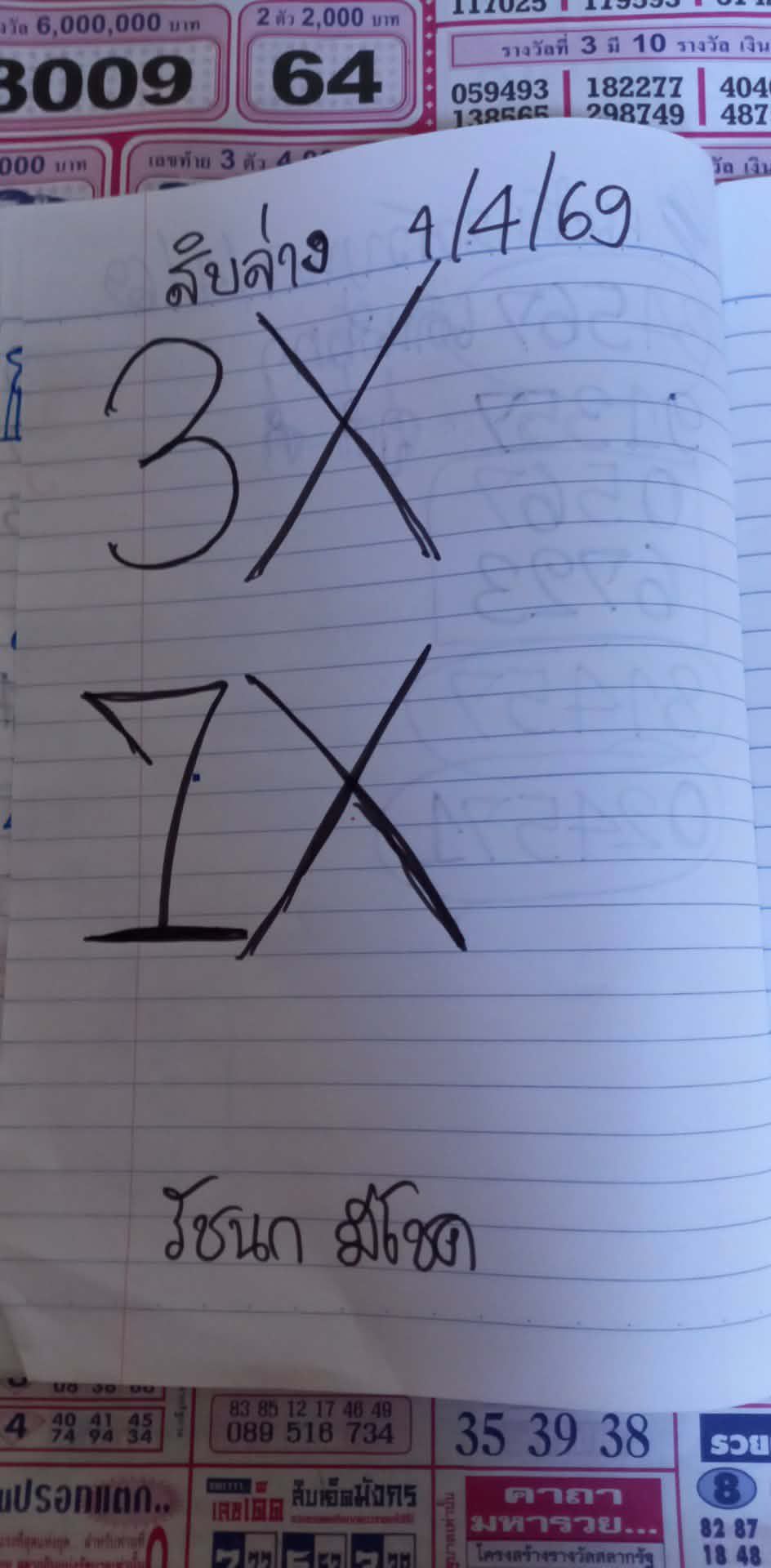 เลขเด็ดหวยเขียนมือ คอหวยตามหาทุกงวด 01/04/69