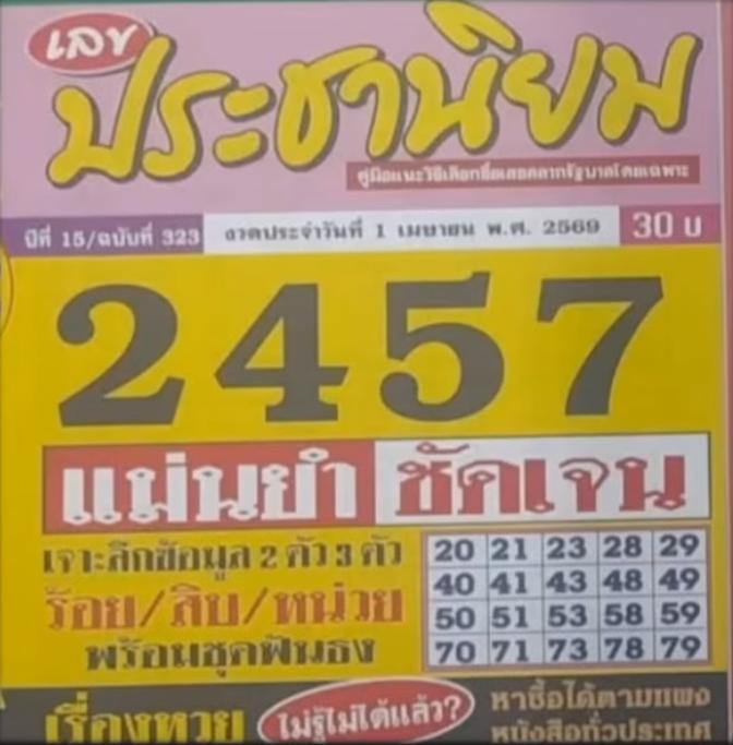 รวมเลขเด็ดหวยซองเด่นๆ แม่นๆ งวด 01/04/69