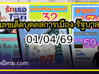 เลขเด็ดบุคคลการเมือง-รัฐบาล งวด 01/04/69