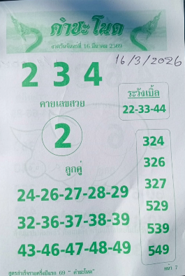 รวมเลขเด็ดหวยซองเด่นๆ แม่นๆ งวด 16/03/69
