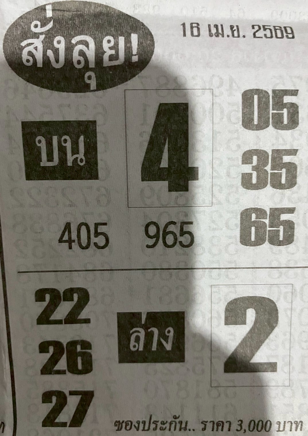 หวยซองสั่งลุย 16/04/69 สำหรับแฟนหวยซองพรุ่งนี้รวย