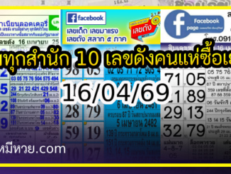 รวมทุกสำนัก 10 เลขดังคนแห่ซื้อเยอะ 16/04/69 เลขห้ามพลาดเด้อสู
