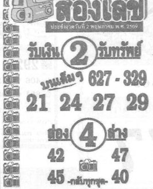หวยซองส่องเลข 02/05/69 สำหรับแฟนชุดหวยซองส่องเลข