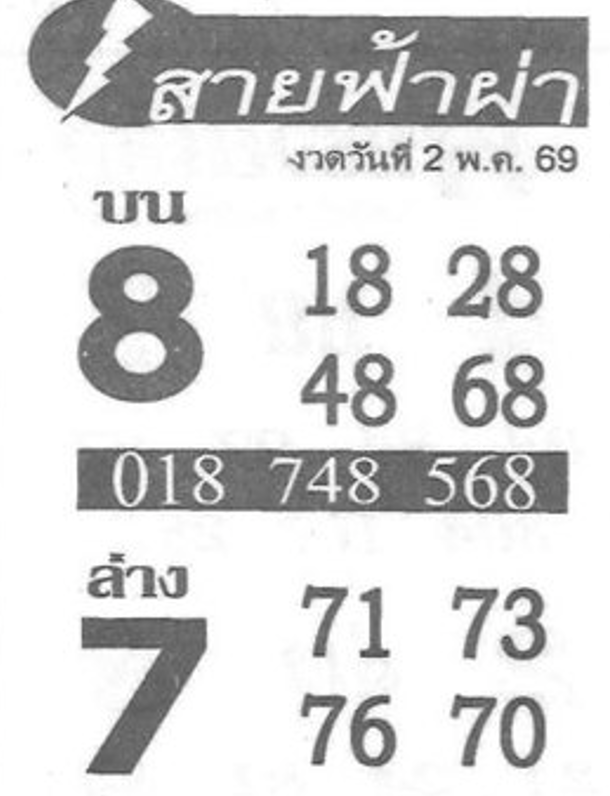 หวยซอง สายฟ้าผ่า 02/05/69